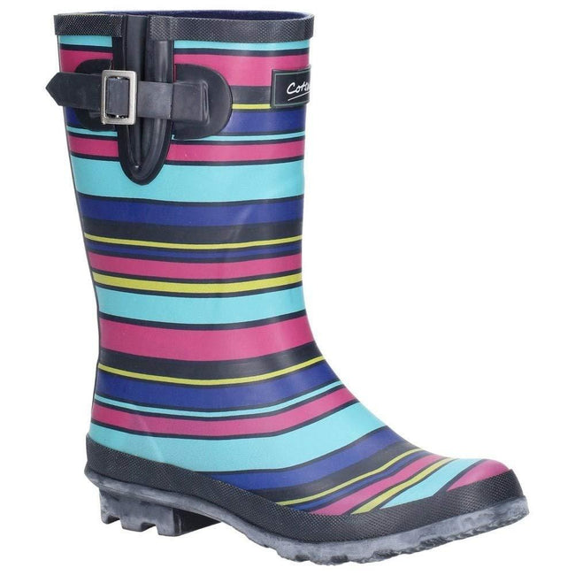 Multicolour-Stripe - Front - Cotswold Womens-Ladies Paxford Elasticated Mid Calf Wellington Boot