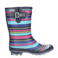 Multicolour-Stripe - Back - Cotswold Womens-Ladies Paxford Elasticated Mid Calf Wellington Boot
