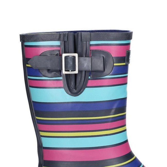 Multicolour-Stripe - Side - Cotswold Womens-Ladies Paxford Elasticated Mid Calf Wellington Boot