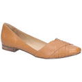 Tan - Front - Hush Puppies Womens-Ladies Marley Ballerina Leather Slip On Shoes