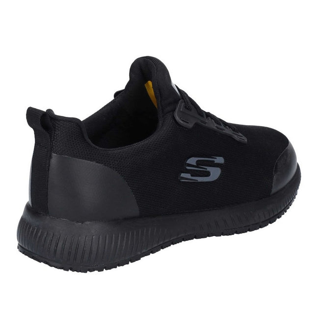 Black - Close up - Skechers Womens-Ladies Squad Lace Up Safety Shoes
