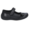 Black - Side - Hush Puppies Jessica Junior Girls Leather School Shoe