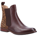 Brown Leopard Print - Front - Hush Puppies Womens-Ladies Chloe Slip On Leather Ankle Boot