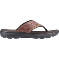 Brown - Back - Hush Puppies Mens Connor Leather Flip Flop