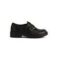 Black - Back - Geox Girls Casey Leather School Shoes