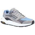 Grey-Blue - Front - Skechers Mens Global Jogger Leather Trainers