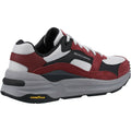 Burgundy-Grey-White - Lifestyle - Skechers Mens Global Jogger Suede Shoes