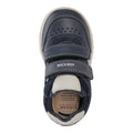 Navy-White - Side - Geox Boys Trottola Leather Trainers