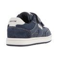 Navy-White - Close up - Geox Boys Trottola Leather Trainers