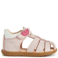 Light Rose - Back - Geox Girls Macchia First Steps Leather Sandals