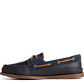 Navy - Side - Sperry Mens Authentic Original Tumbled Leather Boat Shoes