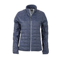Navy-Silver - Front - James and Nicholson Womens-Ladies Hybrid Jacket