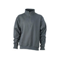 Carbon Grey - Front - James and Nicholson Unisex Workwear Half Zip Sweatshirt
