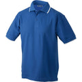 Royal Blue-White - Front - James and Nicholson Unisex Tipping Polo