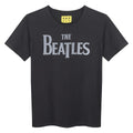 Charcoal - Front - Amplified Childrens-Kids The Beatles Logo T-Shirt