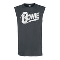 Charcoal - Front - Amplified Mens David Bowie Logo Tank Top