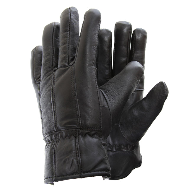 Black - Front - Mens Soft Sheep Skin Genuine Leather Gloves