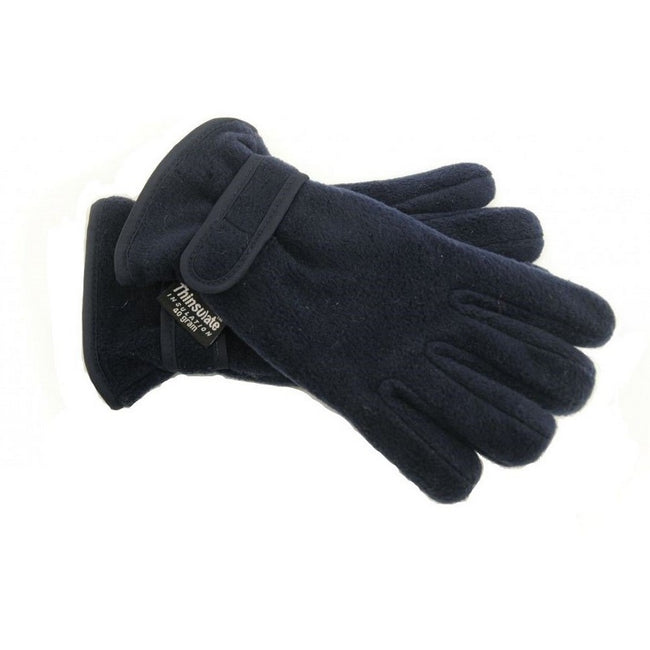 Navy - Back - FLOSO Childrens-Kids Thermal Thinsulate Fleece Gloves With Palm Grip (3M 40g)