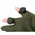 Green - Lifestyle - Floso Mens Neoprene Fishing Gloves (Lightweight Waterproof)