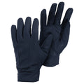 Navy - Front - Womens-Ladies Plain Leather Gloves