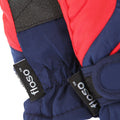 Navy-Red - Back - FLOSO Kids-Childrens Extra Warm Thermal Padded Ski Gloves With Palm Grip