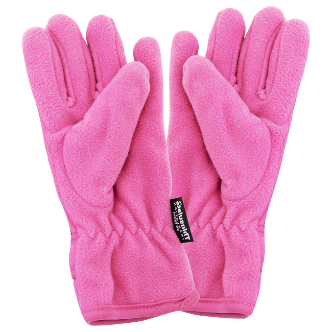 Beige - Back - FLOSO Girls Childrens-Kids Plain Thermal Thinsulate Fleece Gloves (3M 40g)