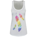 White - Front - Grindstore Ladies-Womens Rainbow Feathers Floaty Tank