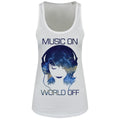 White - Front - Grindstore Music On World Off Ladies Floaty Tank