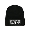 Black - Front - Grindstore Unisex Adult Normal People Scare Me Beanie