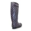 Blue - Side - Lunar Womens-Ladies Spotted Rubber Wellington Boots