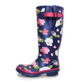 Blue-White-Pink - Side - Lunar Womens-Ladies Floral Wellington Boots
