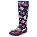 Blue-White-Pink - Pack Shot - Lunar Womens-Ladies Floral Wellington Boots