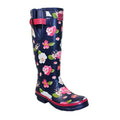Blue-White-Pink - Front - Lunar Womens-Ladies Floral Wellington Boots