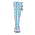Teal - Side - Lazy Dogz Womens-Ladies Cookie Paw Print Wellington Boots
