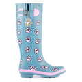 Teal - Back - Lazy Dogz Womens-Ladies Cookie Paw Print Wellington Boots