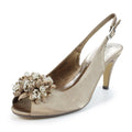 Taupe - Close up - Lunar Womens-Ladies Sabrina Corsage Court Shoes