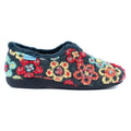 Blue-Red-Yellow - Back - Lunar Womens-Ladies Hippy Flower Slippers