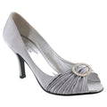 Light Grey - Front - Lunar Womens-Ladies Sienna Diamante Court Shoes
