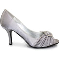 Light Grey - Back - Lunar Womens-Ladies Sienna Diamante Court Shoes