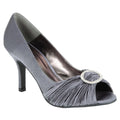 Dark Grey - Front - Lunar Womens-Ladies Sienna Diamante Court Shoes