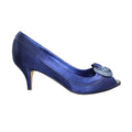 Navy - Back - Lunar Womens-Ladies Ripley Satin Court Shoes