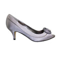 Grey - Back - Lunar Womens-Ladies Ripley Satin Court Shoes
