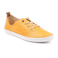 Tangerine-White - Front - Lunar Womens-Ladies St Ives Leather Plimsolls