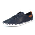 Navy - Close up - Lunar Womens-Ladies St Ives Leather Plimsolls