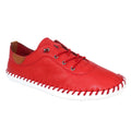 Red - Front - Lunar Womens-Ladies St Ives Leather Plimsolls