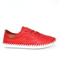 Red - Side - Lunar Womens-Ladies St Ives Leather Plimsolls