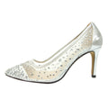 Silver - Side - Lunar Womens-Ladies Argo Mesh Court Shoes
