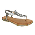 Pewter Grey - Front - Lunar Womens-Ladies Silvia Sandals