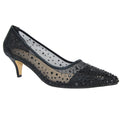 Black - Front - Lunar Womens-Ladies Alisha Faux Gemstone Court Shoes