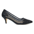 Black - Back - Lunar Womens-Ladies Alisha Faux Gemstone Court Shoes